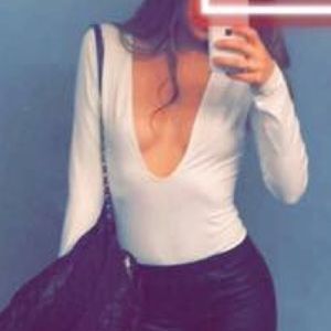 White low cut  body suit top